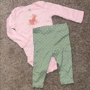 Carter's Pink and Green Fox One Piece Set